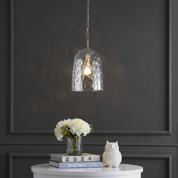 Matilda 10" Industrial Designer Iron/Dimple Glass Dome LED Pendant - JONATHAN Y